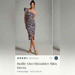 Anthropologie Ruffle One-Shoulder Slim Dress